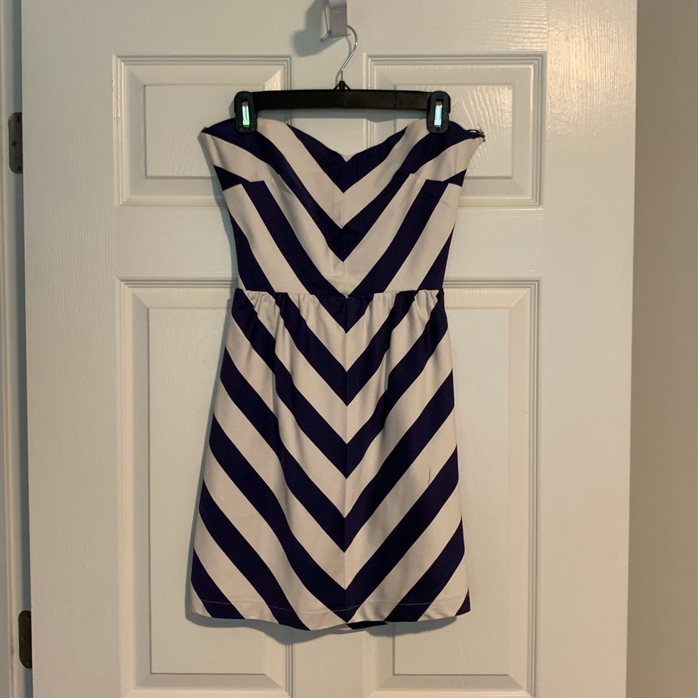Judith March Navy & White Strapless Dress